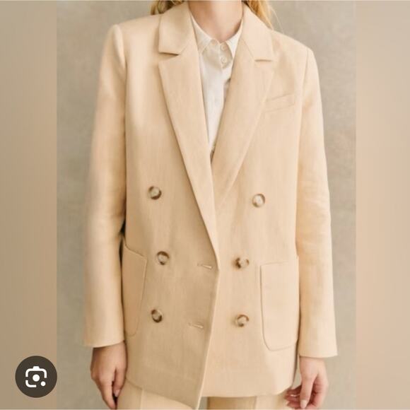Sezane Jackets & Blazers - Sezane Paris Michele Jacket Blazer in a Pale Yellow Mottled Ecru Size 38 Medium